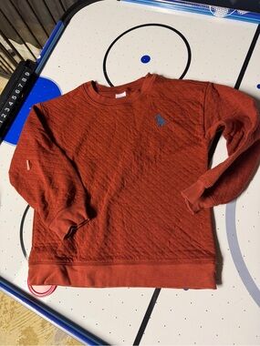 Quilted Crewneck Sweater in Rust Red - Toddler boy